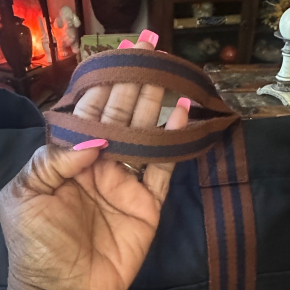 Hermes Blue Tote with Brown Stripes - Picture 10 of 12